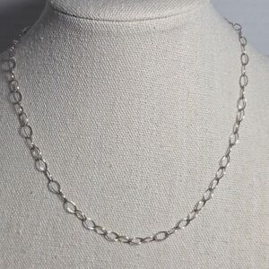 Sterling Silver 925 Oval Link Marquise Link Necklace Italy 2.81g